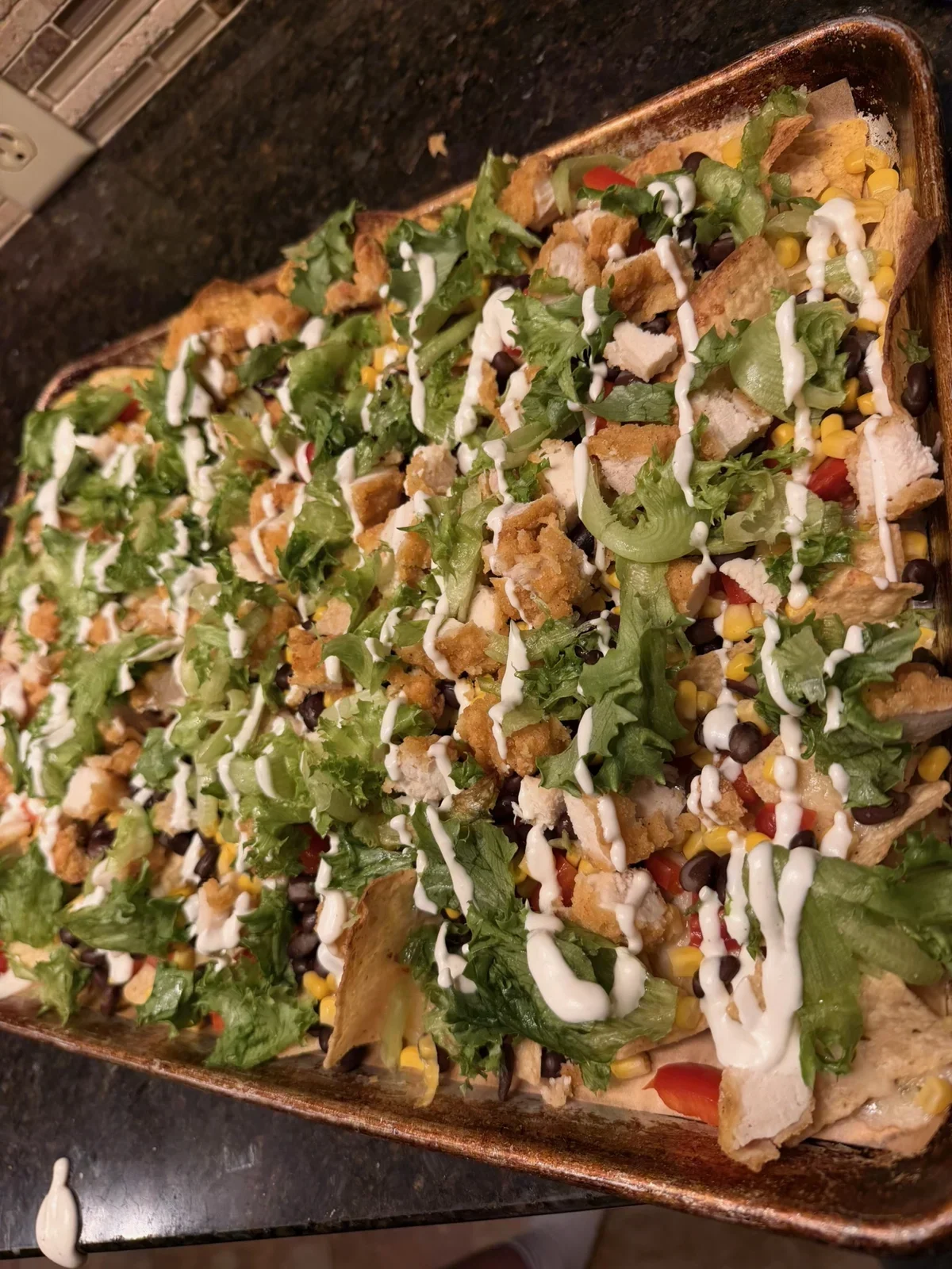 Crispy Southwest Chicken Salad nachos from our kitchen