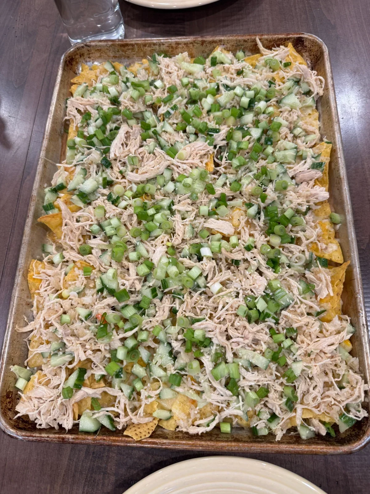 Shredded Chicken, Cucumber & Sesame nachos from our kitchen