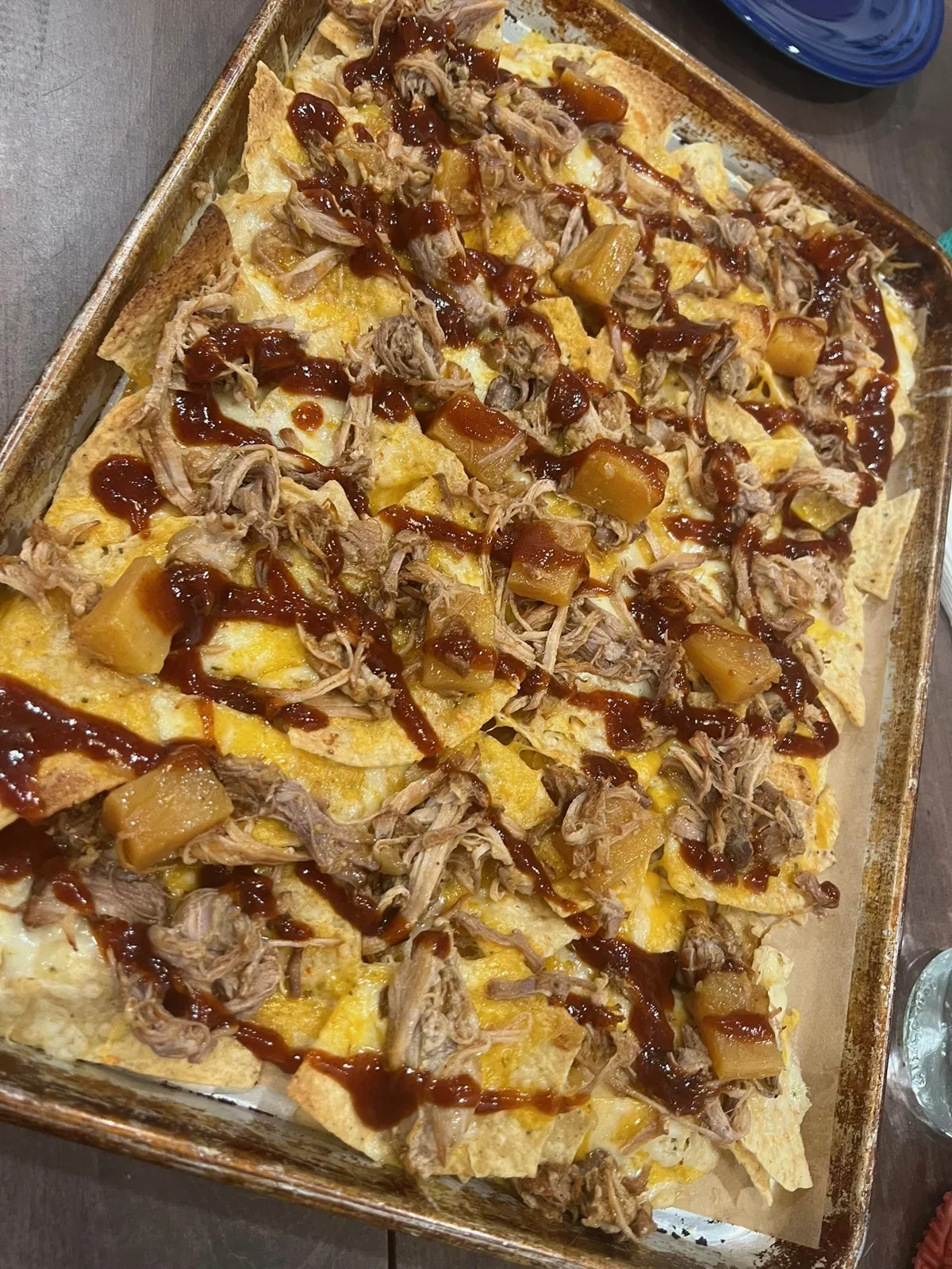 BBQ Pork with Grilled Pineapple nachos from our kitchen